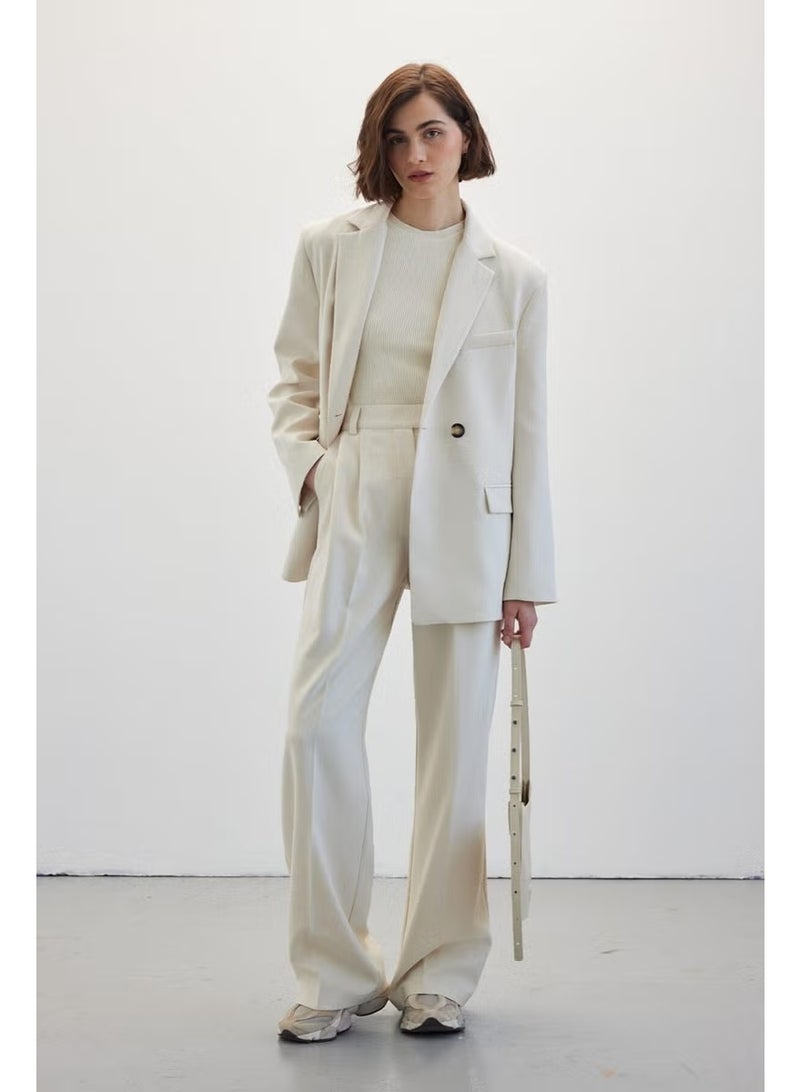 Manuka Double Pleated Palazzo Trousers Beige - Image 1