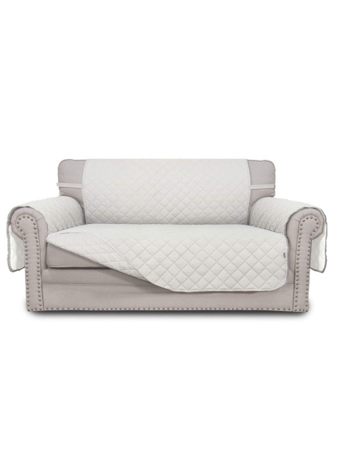 KYD Sofa Cover 2 Seater Medium Loveseat Chair Sofa Slipcover Wrinkle-free Reversible Sofa Cover Water Resistant Couch Cover Furniture Protector Cover with Elastic Straps White - Image 1