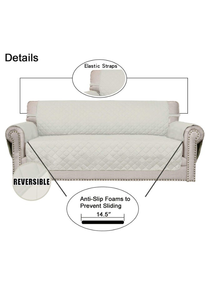 KYD Sofa Cover 2 Seater Medium Loveseat Chair Sofa Slipcover Wrinkle-free Reversible Sofa Cover Water Resistant Couch Cover Furniture Protector Cover with Elastic Straps White - Image 3