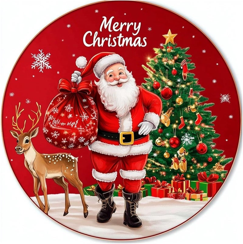 Christmas Tree Skirt - Matching Deer Snow Christmas Tree Skirt Cushion Festive Decorations(Red14,90cm) - Image 1