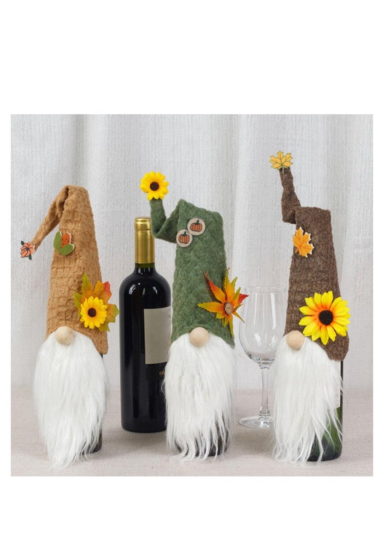 SYOSI 3pcs Gnome Wine Bottle Covers  Gnome Bottles Cover Gnomes Plush Wine Bottle Decorations for  Festival Party Holiday  - Image 4