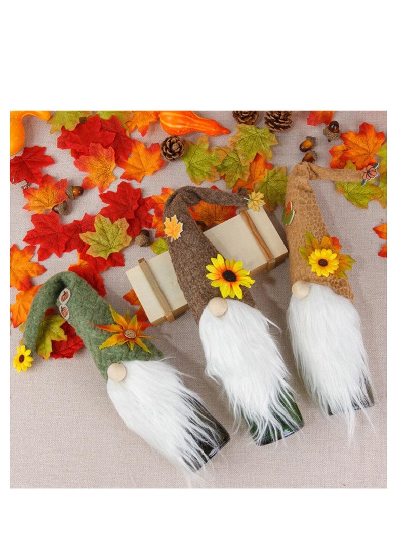 SYOSI 3pcs Gnome Wine Bottle Covers  Gnome Bottles Cover Gnomes Plush Wine Bottle Decorations for  Festival Party Holiday  - Image 5