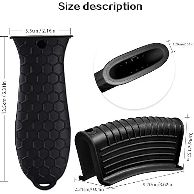 شواي مجموعة من 4 أغطية مقابض المقالي المصنوعة من الحديد الزهر المقاومة للحرارة، وحاملات المقابض المصنوعة من السيليكون غير القابلة للانزلاق، وأغطية مقابض المقالي المصنوعة من الحديد الزهر المقاومة للحرارة، ومقابض أواني الطهي المعدنية - Image 5