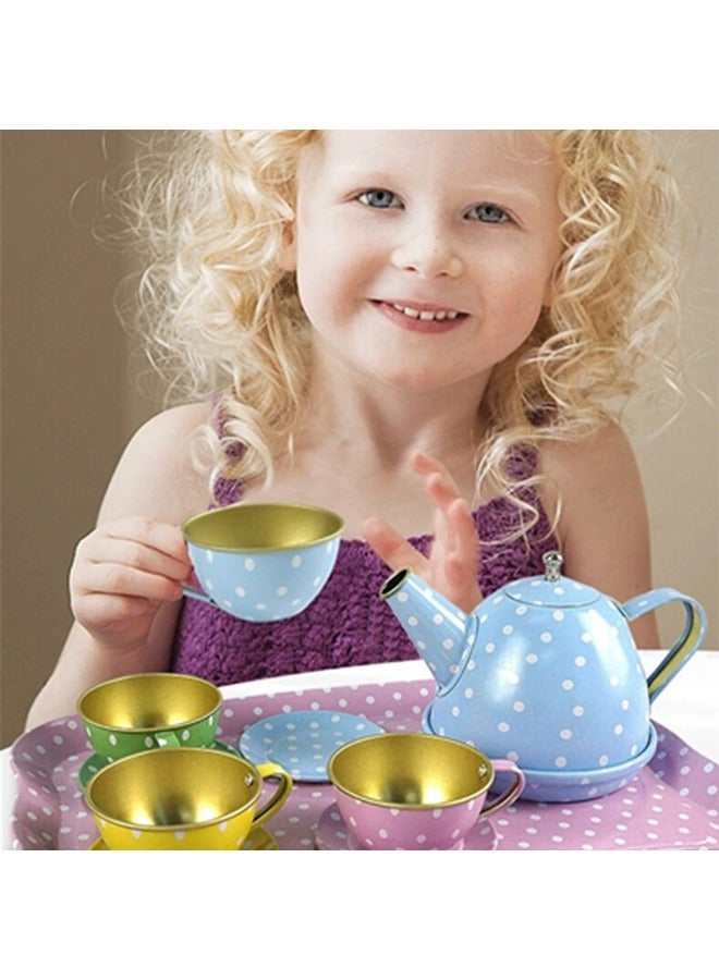 14-Piece Tea Set for Kids Pretend Play - Durable Pretend Teapot & Cups Kit, children's tea party set, learning and social skills,Perfect Gift for Girls' Party - Image 5