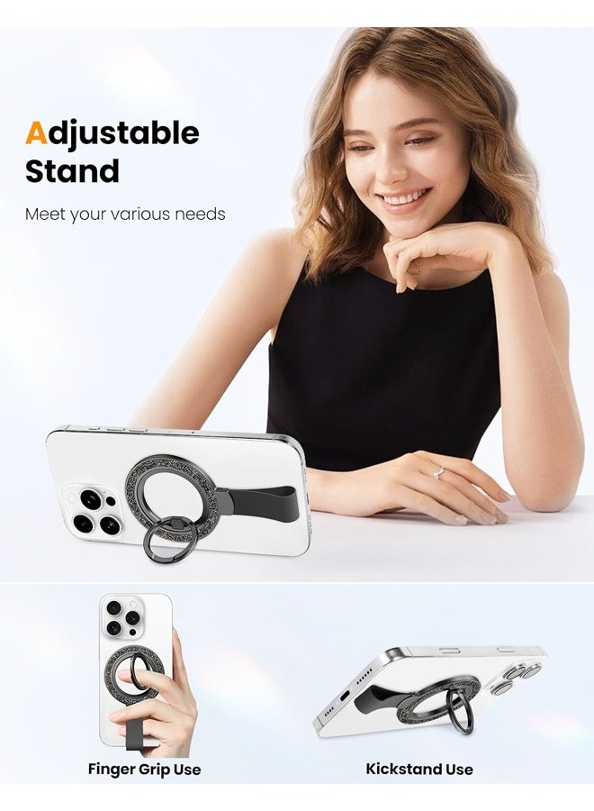 حامل حلقي للهاتف متوافق مع MagSafe - ملحقات مغناطيسية للهواتف، متوافق مع سلسلة iPhone 16 Pro Max/16 Pro/16/15/14/13/12، لامع وقابل للإزالة - Image 4