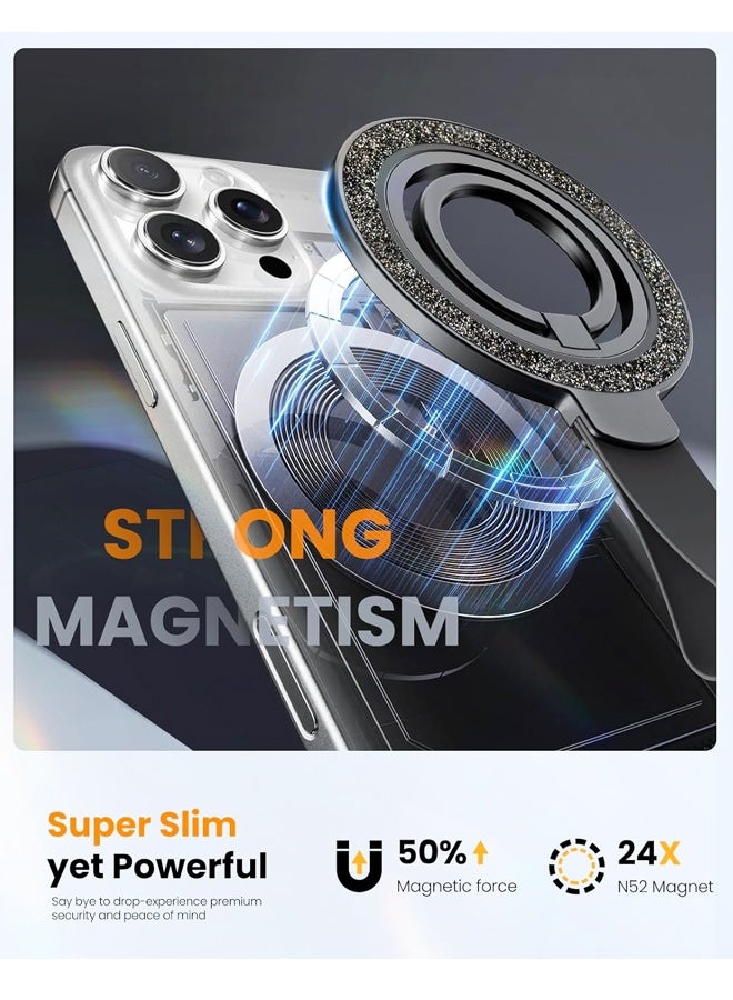 حامل حلقي للهاتف متوافق مع MagSafe - ملحقات مغناطيسية للهواتف، متوافق مع سلسلة iPhone 16 Pro Max/16 Pro/16/15/14/13/12، لامع وقابل للإزالة - Image 2