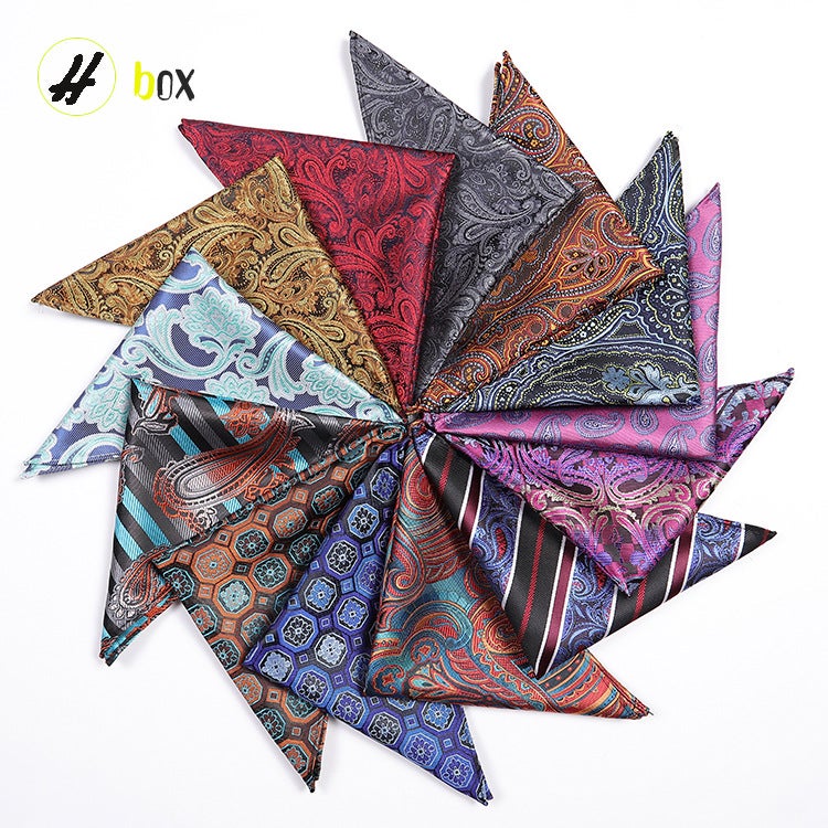 Men'S Pocket Towel New Small Square Cashew Flower Striped Breast Towel Small Square Towel Handkerchief Towel - Image 2