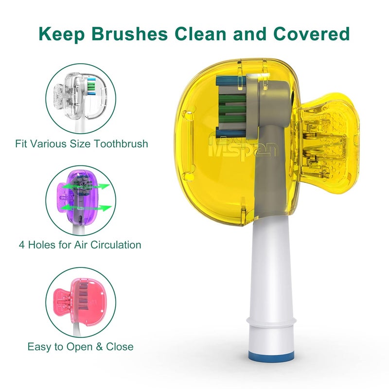 Mspan Toothbrush Head Cover Cap: Tooth Brush Protector Clip Compatible with Oral-B Philips Colgate AquaSonic - Plastic Pod Travel Case - 4 Packs - Image 3