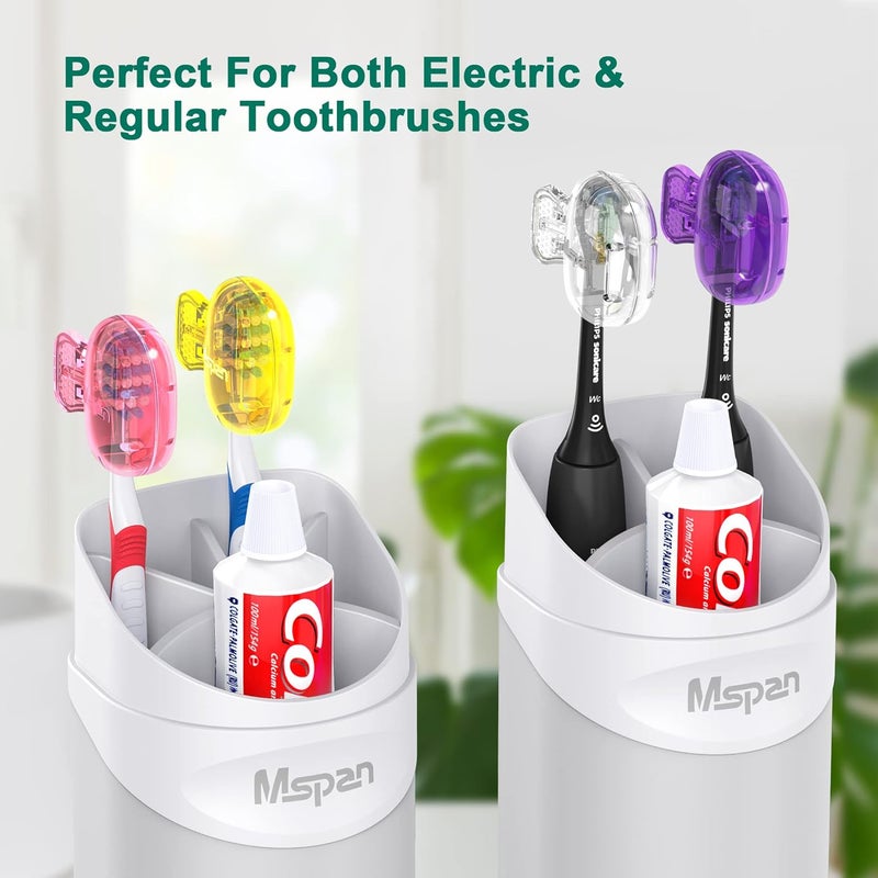 Mspan Toothbrush Head Cover Cap: Tooth Brush Protector Clip Compatible with Oral-B Philips Colgate AquaSonic - Plastic Pod Travel Case - 4 Packs - Image 4