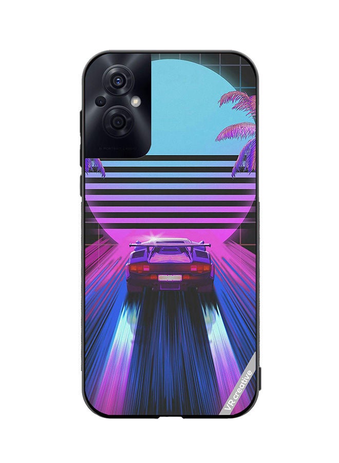 VR CREATIVE Protective Case Cover For Oppo Reno8 Z Retro Synthwave Ps4 Design Multicolour - Image 1