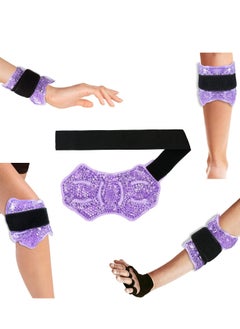 Ankle/Sport Foot Ice Therapy Wrap, Hot Cold Gel Pack with Adjustable Brace for Sprained Ankles, Plantar Fasciitis, Achilles, and Swelling Feet, Microwaveable, Freezable Reusable, Purple