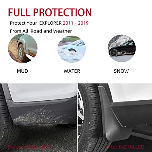 YYinno Mud Flaps Kit for Ford Explorer Accessories Mud Splash Guard Mud Flap Front and Rear 4pcs (for Ford Explorer 2011-2019) - Image 4