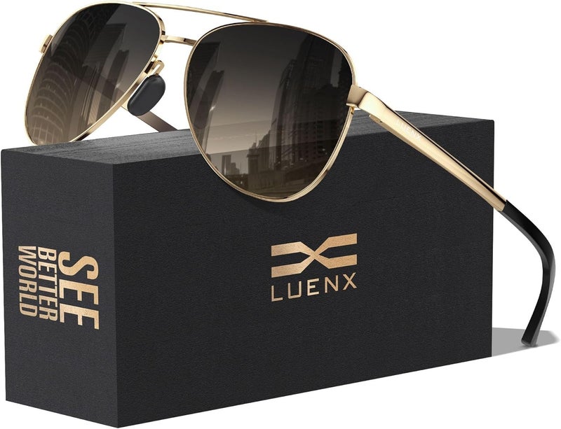 LUENX Aviator Sunglasses for Men Women Polarized - UV400 Protection, Stylish Shades 59 MM, Driving, Outdoor Activities - Image 1