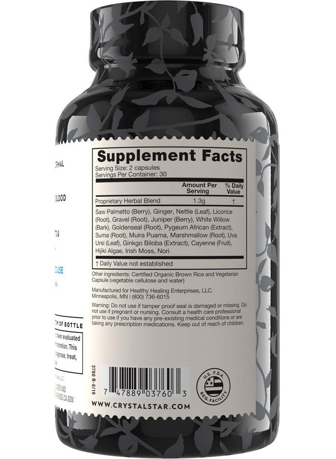 Crystal Star Prostate Support Saw Palmetto Supplements for Men (60 Capsules) - Bladder & Urine Health - Ginger & Pygeum - Non-GMO - Image 3