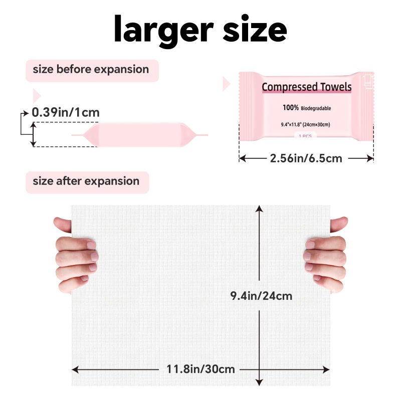 ICOTLE Compressed Towel 30 Pcs Disposable Compressed Face Towel Portable Cotton Coin Tissue Camping Towel for Travel/Home/Outdoor Activities - Image 2