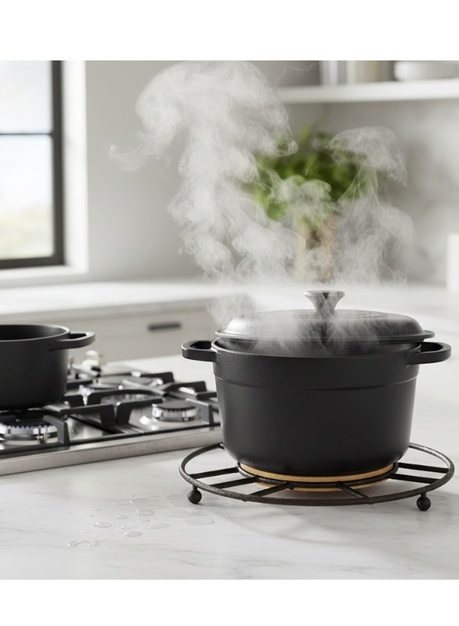 مجموعة قواعد أكواب خشبية ومعدنية -  حامل ثلاثي مقاوم للحرارة مع حامل، قواعد أكواب ماصة للأكواب والأواني والغلايات وأطباق التقديم، حماية عصرية للمطبخ والطاولة - Image 4