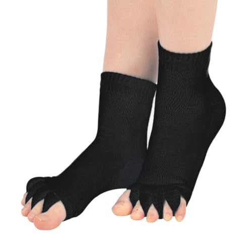 Evissa Premium Cotton Toe Separator Socks - Alleviate Bunions & Plantar Fasciitis, Dual Gender Foot Pain Relief, Foot Alignment, Orthopedic Compression Socks for Men & Women (Black) - Image 5