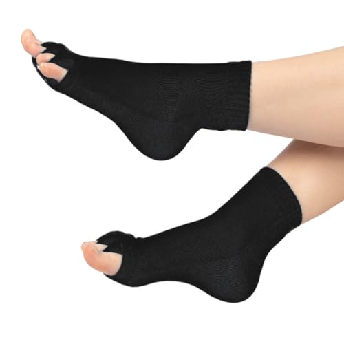 Evissa Premium Cotton Toe Separator Socks - Alleviate Bunions & Plantar Fasciitis, Dual Gender Foot Pain Relief, Foot Alignment, Orthopedic Compression Socks for Men & Women (Black) - Image 4