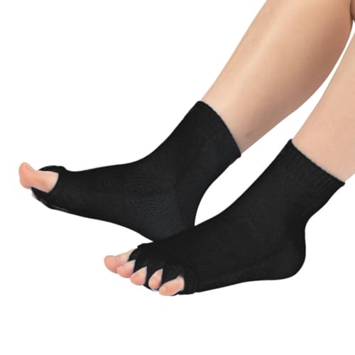 Evissa Premium Cotton Toe Separator Socks - Alleviate Bunions & Plantar Fasciitis, Dual Gender Foot Pain Relief, Foot Alignment, Orthopedic Compression Socks for Men & Women (Black) - Image 3