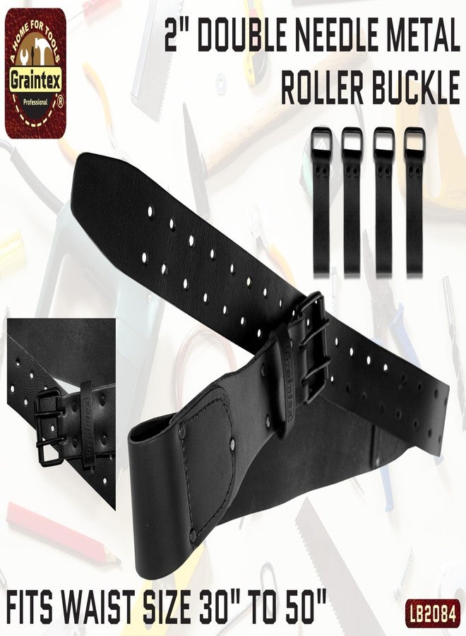 Graintex LB2084 2.3/4” Top Grain Leather Belt With 4 Suspender Hooks Black Color for Framers, Constructors, Carpenters, Plumbers - Image 4
