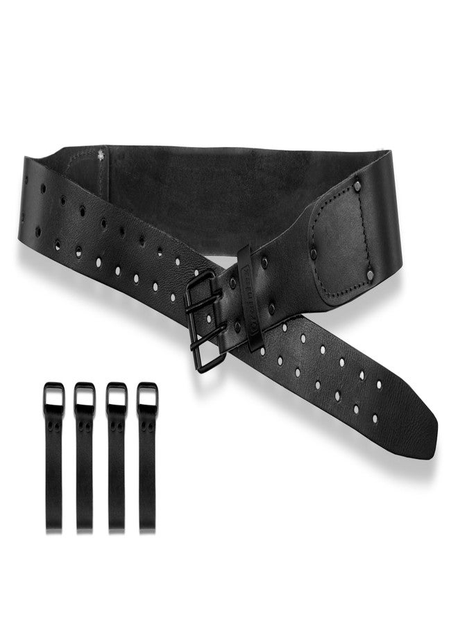 Graintex LB2084 2.3/4” Top Grain Leather Belt With 4 Suspender Hooks Black Color for Framers, Constructors, Carpenters, Plumbers - Image 1