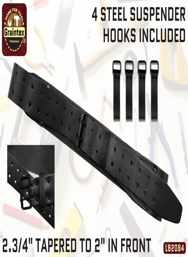 Graintex LB2084 2.3/4” Top Grain Leather Belt With 4 Suspender Hooks Black Color for Framers, Constructors, Carpenters, Plumbers - Image 5