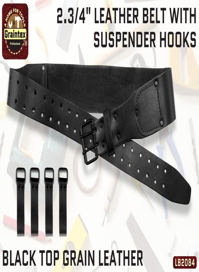 Graintex LB2084 2.3/4” Top Grain Leather Belt With 4 Suspender Hooks Black Color for Framers, Constructors, Carpenters, Plumbers - Image 2