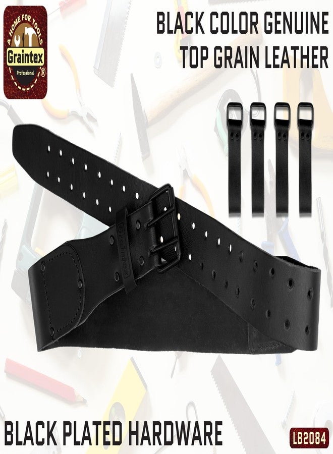 Graintex LB2084 2.3/4” Top Grain Leather Belt With 4 Suspender Hooks Black Color for Framers, Constructors, Carpenters, Plumbers - Image 3