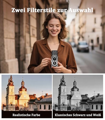 TURNRISE CHUZHAO Digital Camera Retro, Portable TLR Style Twin-Lens Vintage Camera, 12MP Autofocus 1080P FHD Point and Shoot Pocket Vlogging Retro Digital Cameras with16 GB Card for Beginners Teens Boys Girls - Image 4