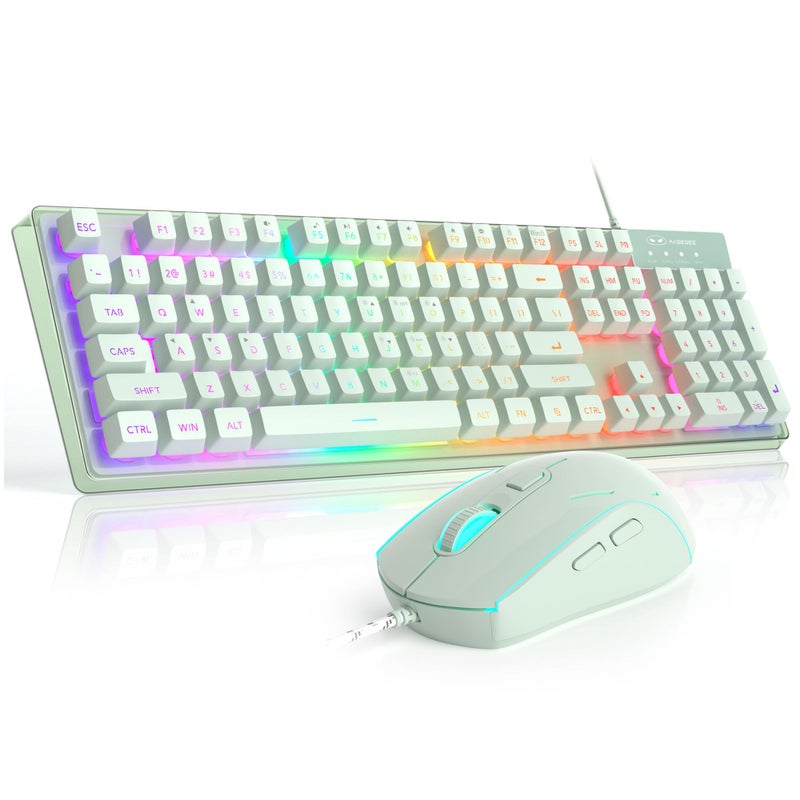 MageGee Gaming Keyboard and Mouse Combo, K1 RGB LED Backlit Keyboard with 104 Key Computer PC Gaming Keyboard for PC/Laptop (Green) - Image 1