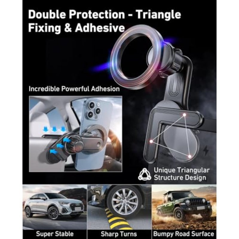 حامل هاتف Tesla لحامل السيارة المغناطيسي القوي MagSafe موديل 3/Y، قابل للتعديل 360 درجة، حامل فائق الثبات لهاتف iPhone 15/14/13/12 Pro Max، TeslaMOUNT 2 - Image 2