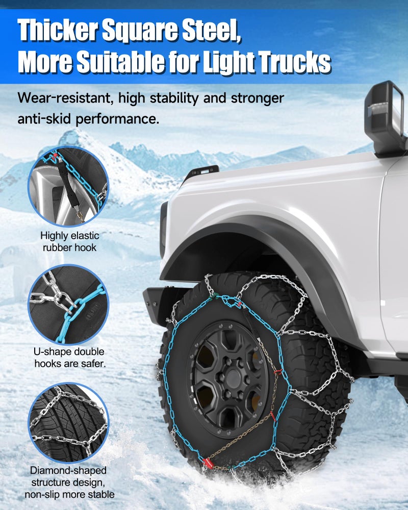 AutoChoice Snow Tire Chains for Light Truck SUV Pickup Trucks, Set of 2ï¼ˆSC-RV265ï¼‰ - Image 2