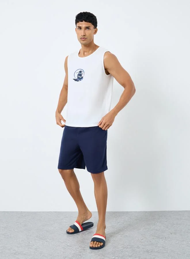 ستايلي Styli Men Graphic Printed Tank and Shorts Set