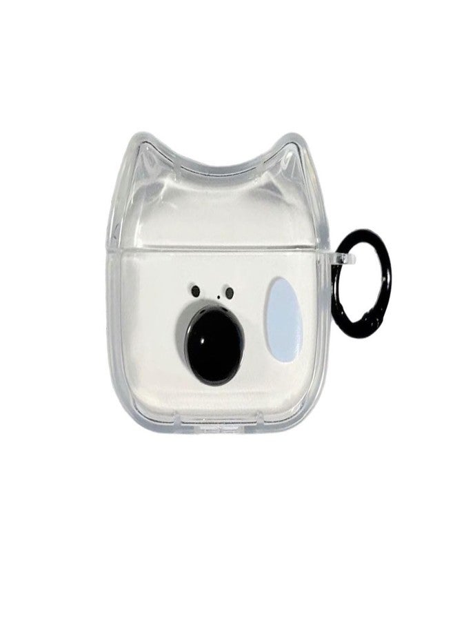 جراب سماعات شفاف لسماعات AirPods 4، جراب سيليكون TPU ناعم بتصميم وجه قطة لطيف، غطاء حماية لسماعات AirPods 4 بتصميم أذن قطة، واقي مقاوم للصدمات لسماعات iPod - كلب يتعرق - Image 1
