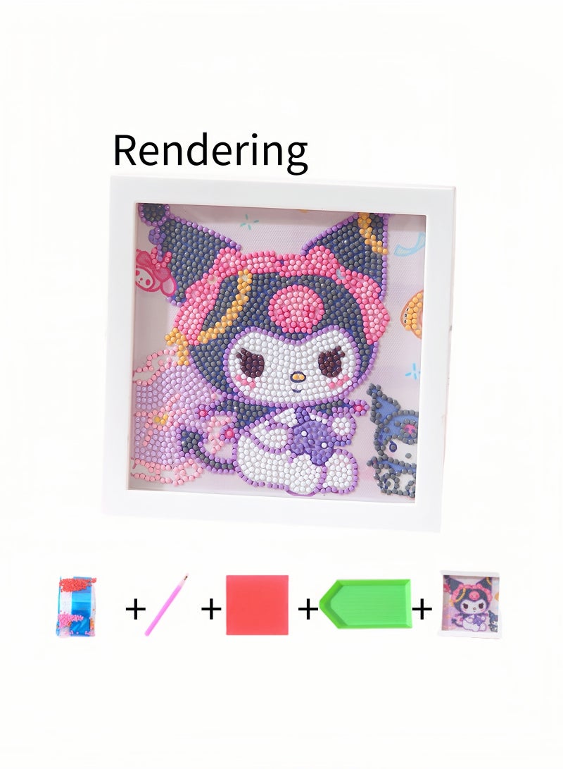 Sanrio DIY Diamond Art Kits Kids with Wooden Frame Easy-5D Diamond Art Painting Kits,Mini Diamond Art Painting for Home Wall Decor(6.69x6.69 inch) - Image 1