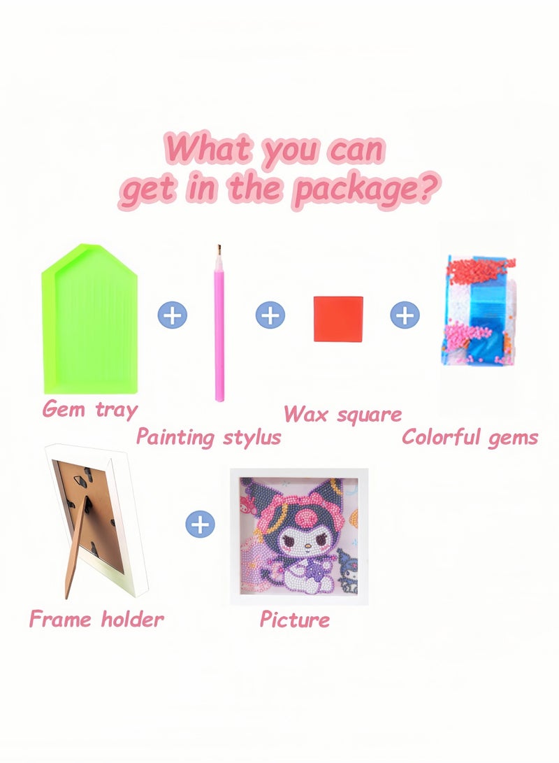 Sanrio DIY Diamond Art Kits Kids with Wooden Frame Easy-5D Diamond Art Painting Kits,Mini Diamond Art Painting for Home Wall Decor(6.69x6.69 inch) - Image 5