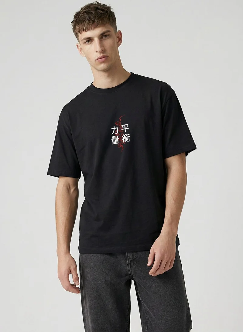 Dennis Lingo Black 100% Cotton Printed Regular Fit T-Shirt For Men