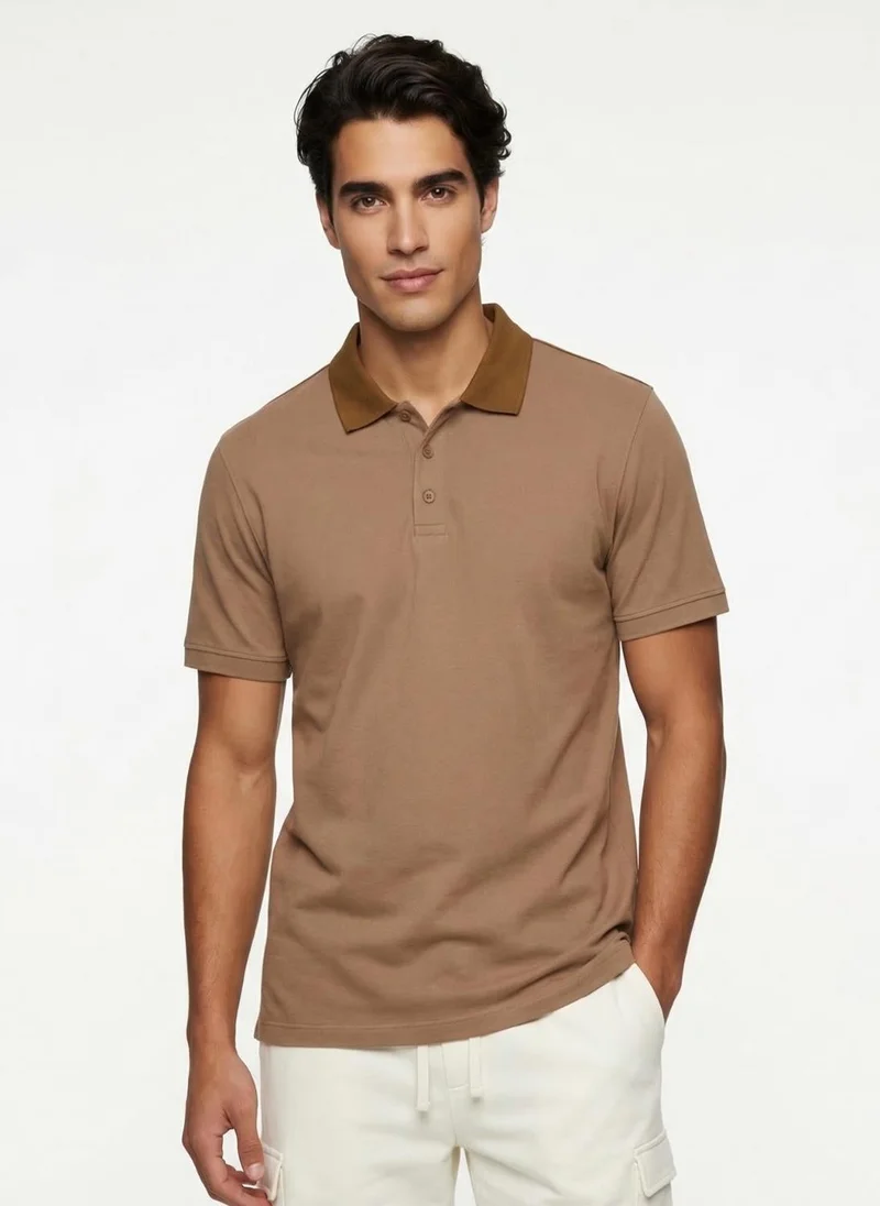 نوبيرو Nobero Accent Collar Polo T- Shirt  for Men