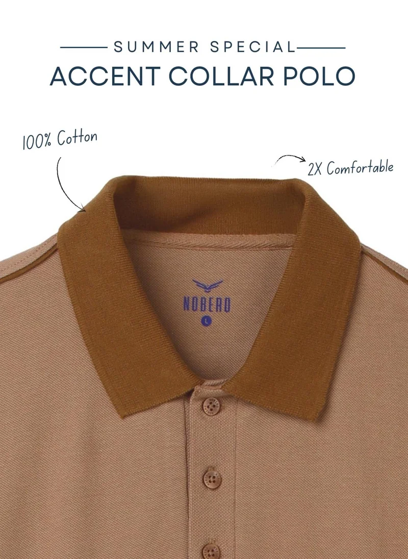 NOBERO Latte Nobero Accent Collar Polo T- Shirt  for Men for Men | Best Price UAE