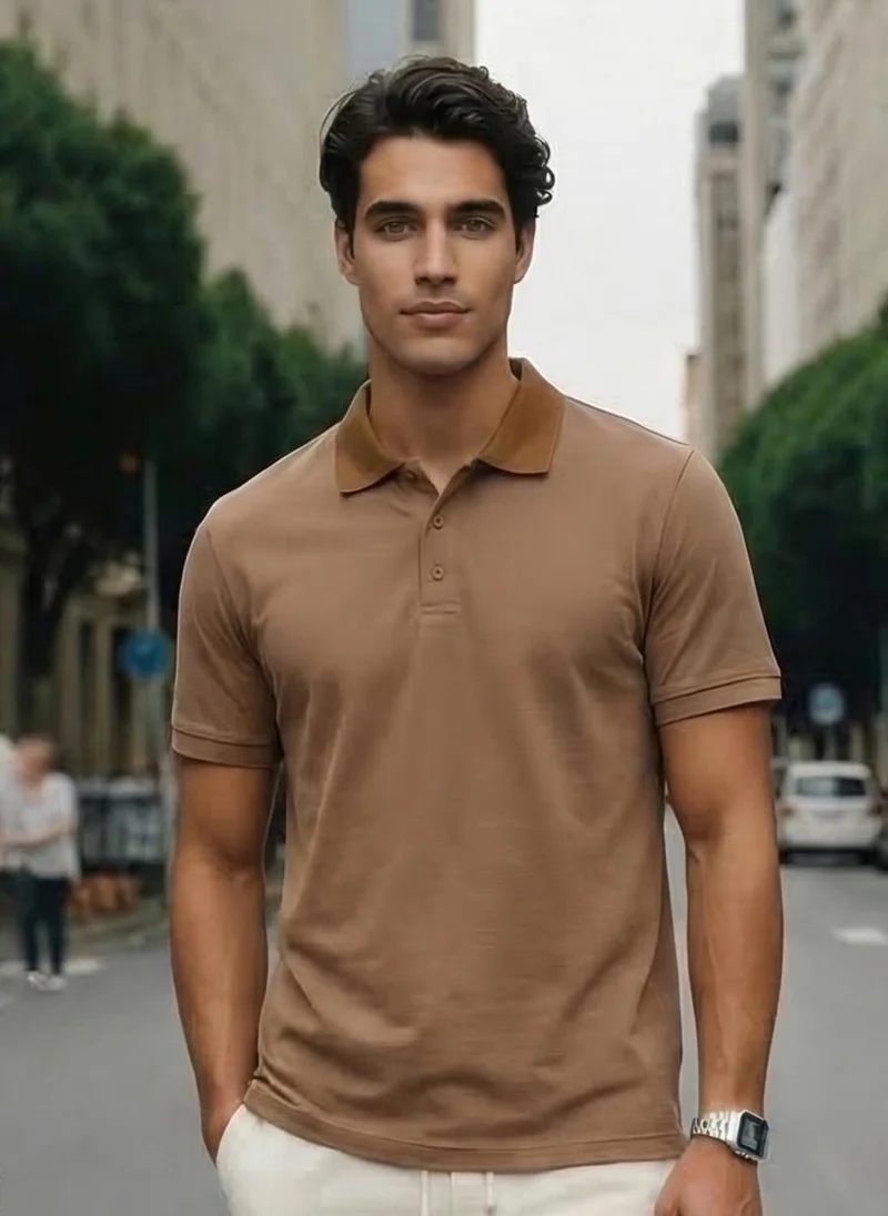 نوبيرو Nobero Accent Collar Polo T- Shirt  for Men