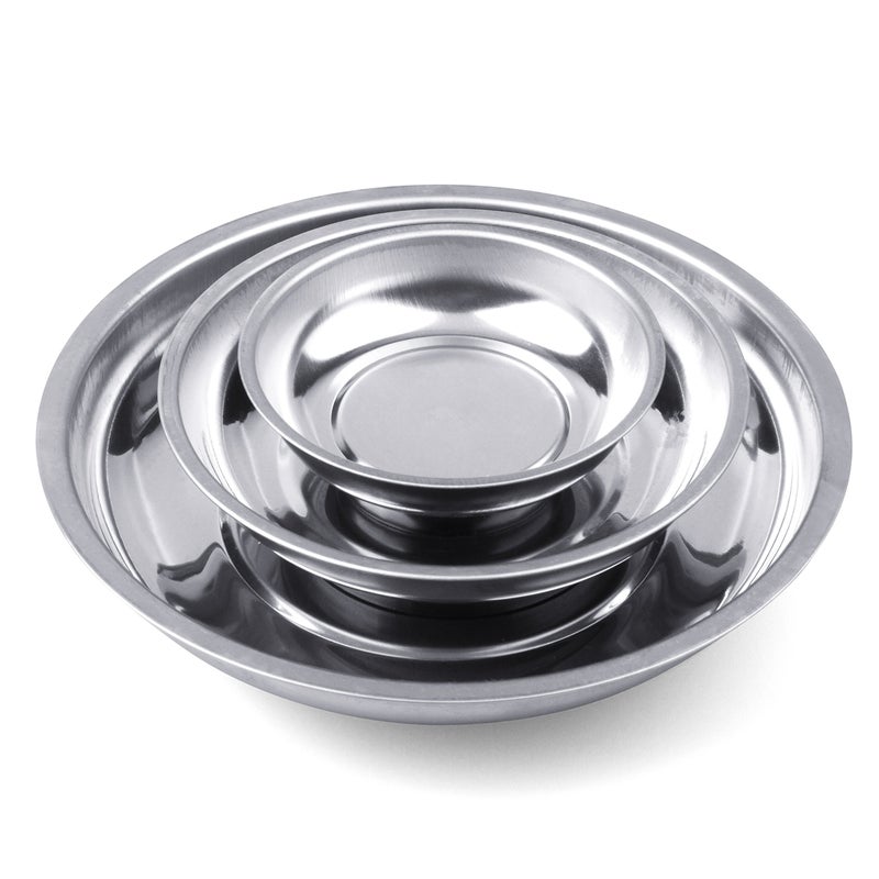 HORUSDY Magnetic Tray | 3-Piece | Round Magnetic Parts Tray | 3 Inch 4 Inch 6 Inch Magnetic Tray for Mechanic's | Stainless Steel - Image 1