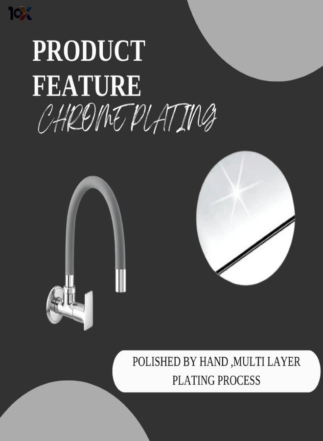 10X Brass Flexible Kitchen Sink Tap Grey for Wasing Dishes GT-75123 Wall Mount Chrome Plate - Image 4