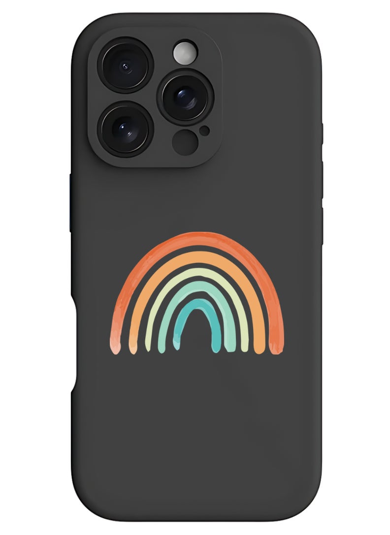 Theodor iPhone 16 Pro Max Black Protective Slim Fit Case Liquid Silicone Cover with Full Body Protection Anti-Scratch Shockproof Case For iPhone - Rainbow  - Image 1