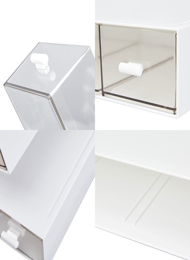 LETURE Desk Organizer with 4 Drawers, Clear Plastic Desk Storage Box, Desktop Organization for Office Supplies, Gel Pens, Pencils, Markers, Tape, Erasers, Paperclips, Chargers (White-4 Draws) - Image 4