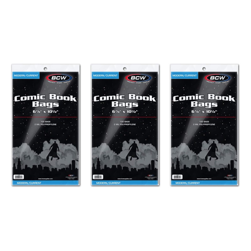 BCW Current Comic Bags 300 Pack AcidFree BCW Comic Book Bags for Modern Comics Crystal Clear Comic Book Sleeve Protection 6 78 x 10 12 - Image 2