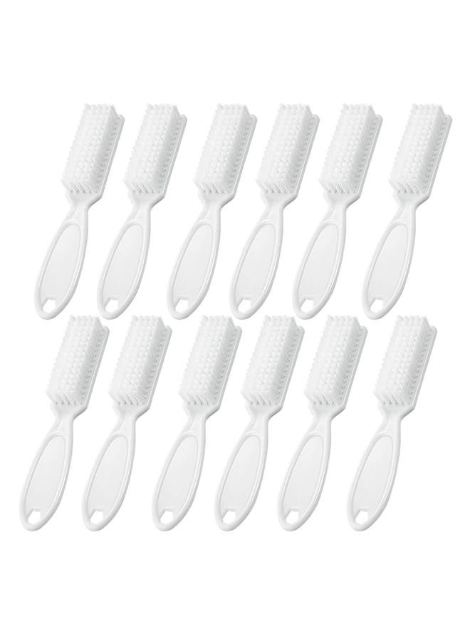 SQULIGT 12Pcs Nail Brush for Cleaning Fingernails, Handle Grip Cleaning Brush for Nail and Toenail, Nail Dust Brush Manicure Pedicure Tools Scrubbing Brush Women Men Home Salon(White) - Image 1