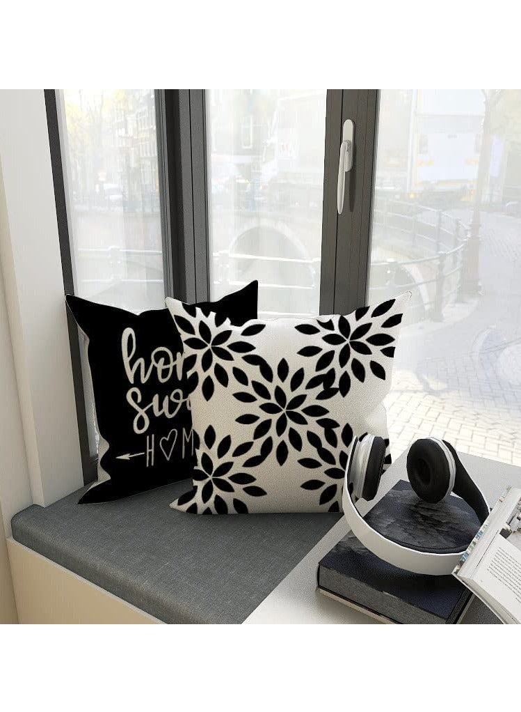 Pillow Covers Modern Sofa Throw Pillow Cover, Decorative Outdoor Linen Fabric Pillow Case for Couch Bed Car 45x45cm (Black, 18x18, Set of 4) - Image 2