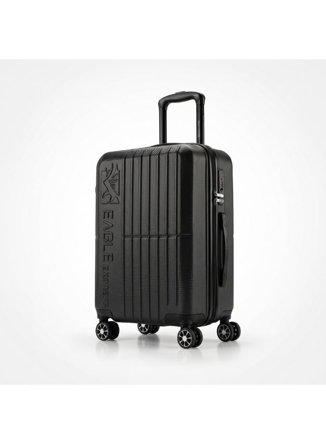 Eagle Express Aura 20 Inch Cabin Luggage Black, ABS Hard Shell Carry On Trolley Suitcase with Scratch Resistant Design, Silent Double Spinner Wheels, Anti-Theft Zipper, Soft Grip Handles and 2 Year Warranty - Image 1
