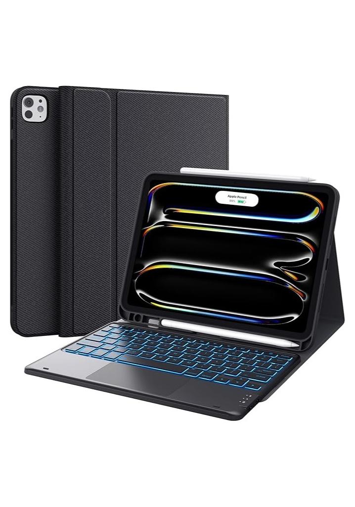 iPad Pro 11 Inch Case with Keyboard (M4) 2024, Magnetic Detachable Keyboard with Backlit, 2 Wireless Channels, Touchpad & Pencil Holder, Precise Cutouts Case for iPad Pro 11'', Black - Image 1