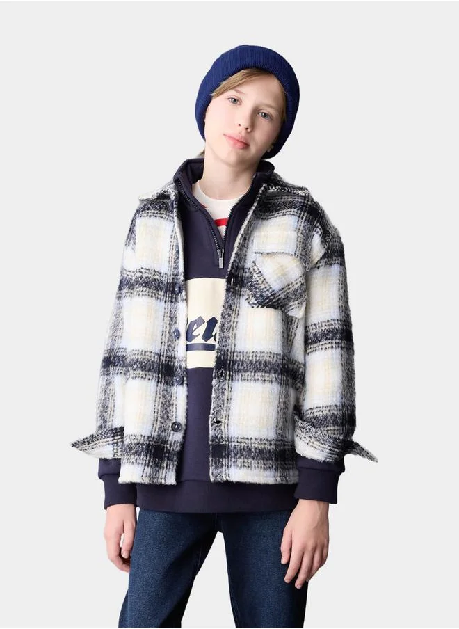 DeFacto Oversized Checked Long Sleeve Shirt